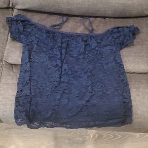 Blue off sholders shirt